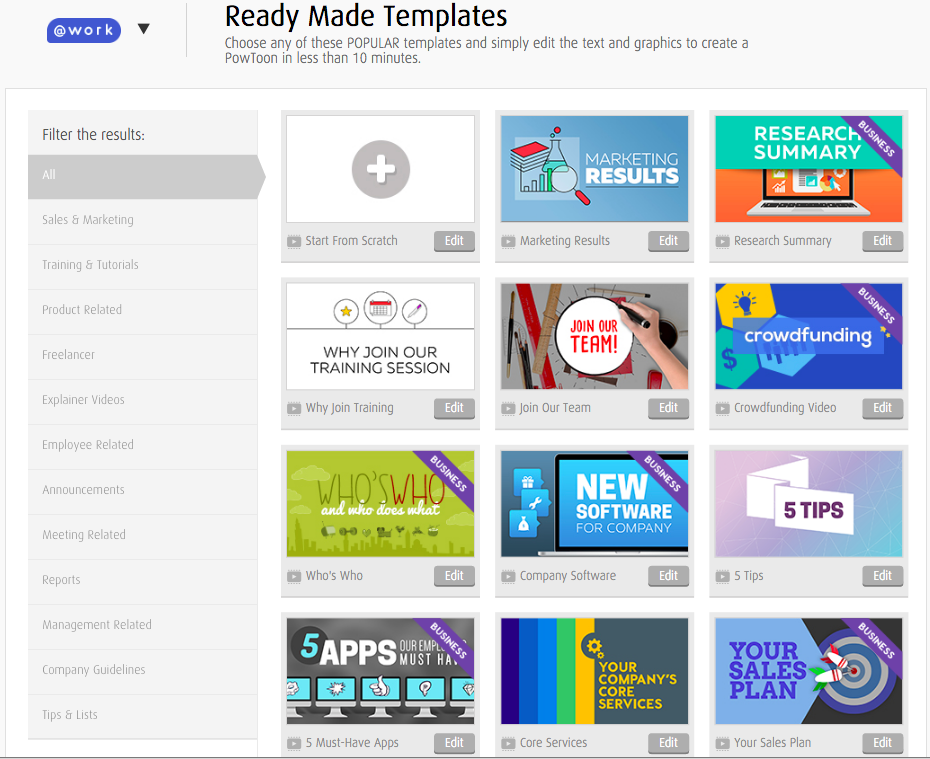 Work Templates - www.powtoon.com